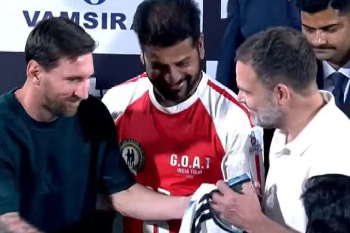 'Viva Football': Rahul Gandhi meets Messi in Hyderabad during GOAT Tour