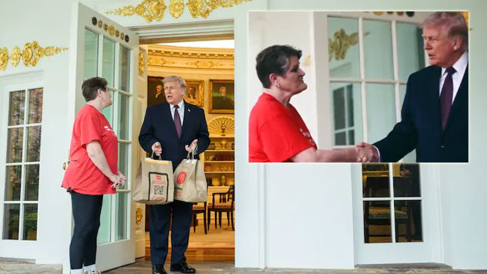 Donald Trump calls burger delivery to Oval Office cheap