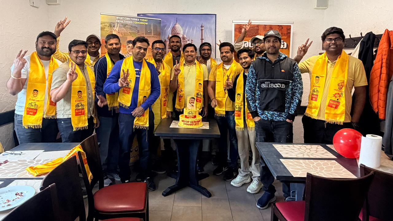 NRI TDP wings celebrates Chandrababu 76th birthday in Germany