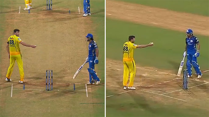 Tilak Varma Jamie Overton Heated Exchange in Mumbai Indians vs CSK