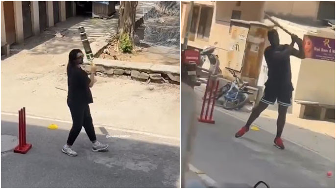 Tim David Romario Shepherd Play Gully Cricket in Delhi Viral Video