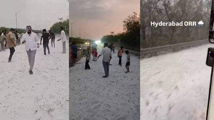 Mini Kashmir In Hyderabad Heavy Hailstorm Blankets Orr In White