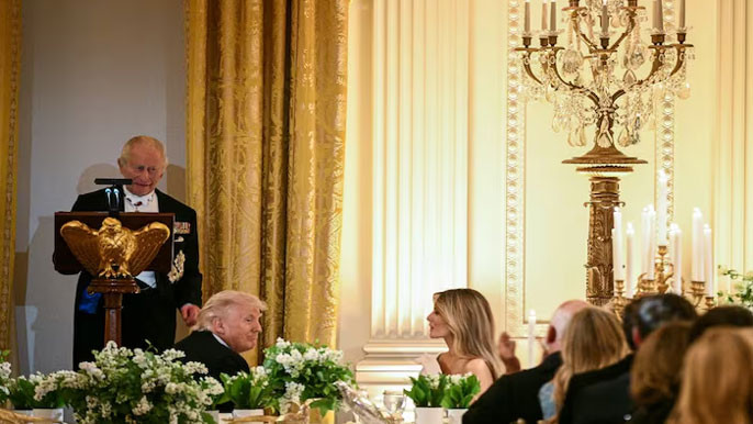 Youd Be Speaking French King Charles III Roasts Donald Trump At White House state dinner