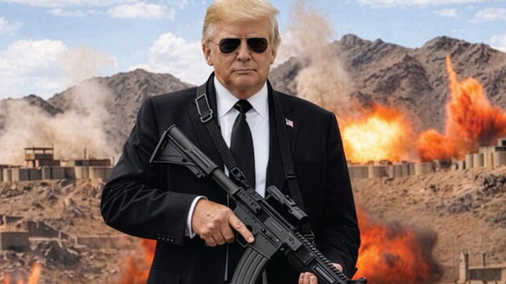Trump threatens Iran with AI picture of himself with a gun