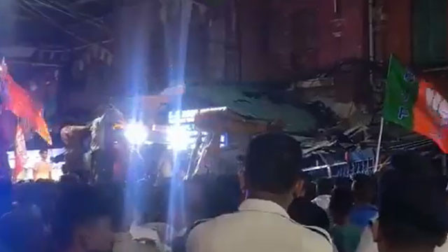 TMC Office Demolished in Kolkata Bulldozer Incident