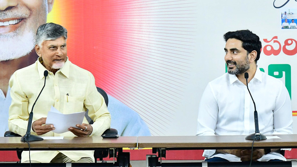 Chandrababu Naidu and Nara Lokesh Fly to Gauhati for Assam CM Swearing Ceremony