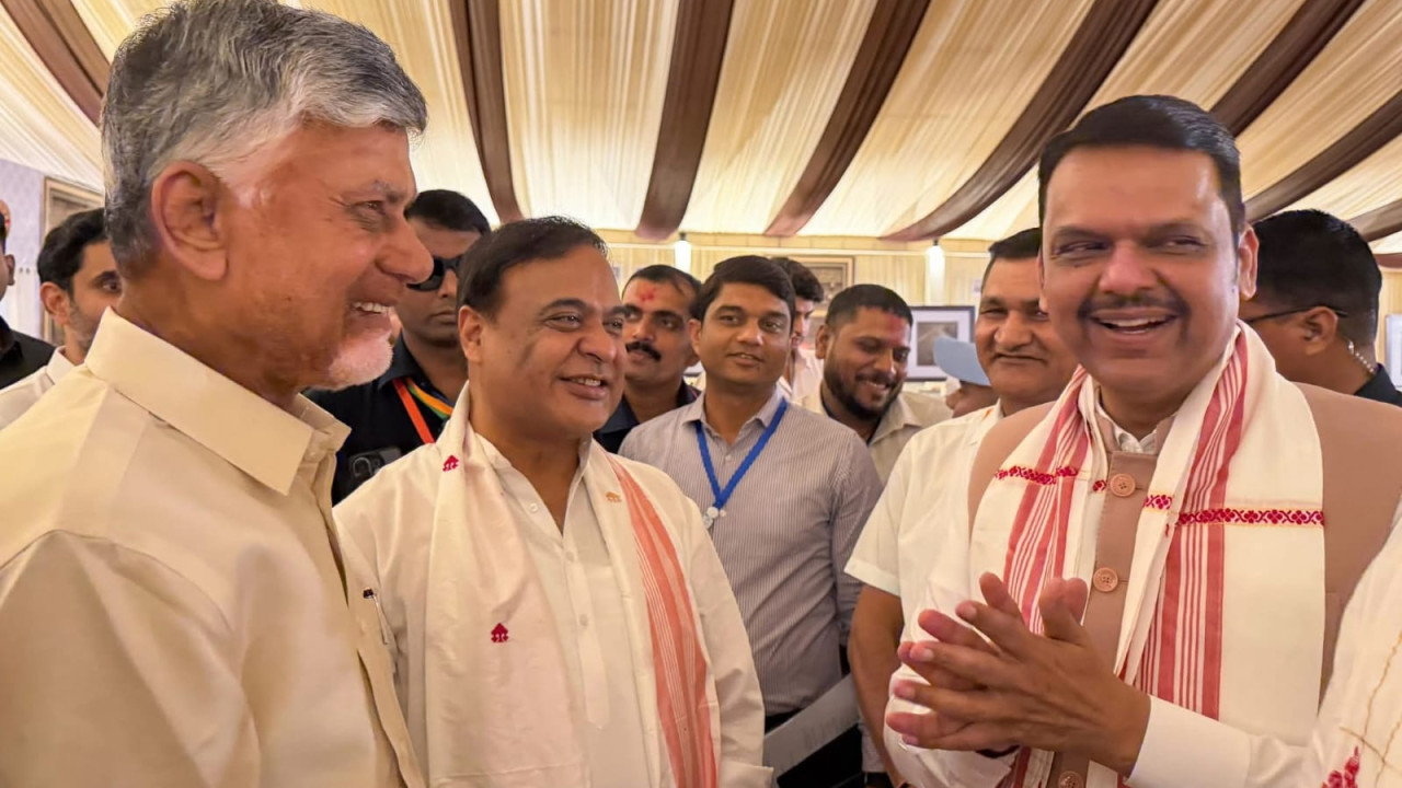 Chandrababu Naidu and Nara Lokesh Attend Assam CM Swearing in Ceremony