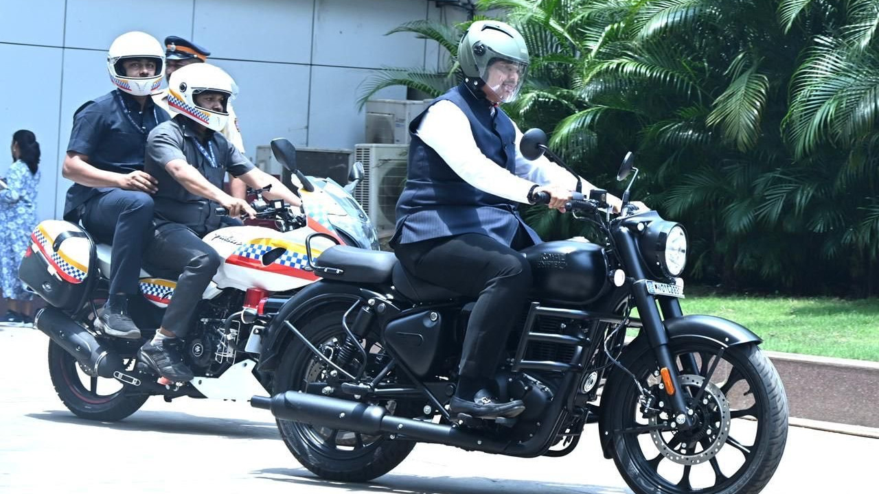 Devendra Fadnavis Rides Bike to Work Saving Fuel