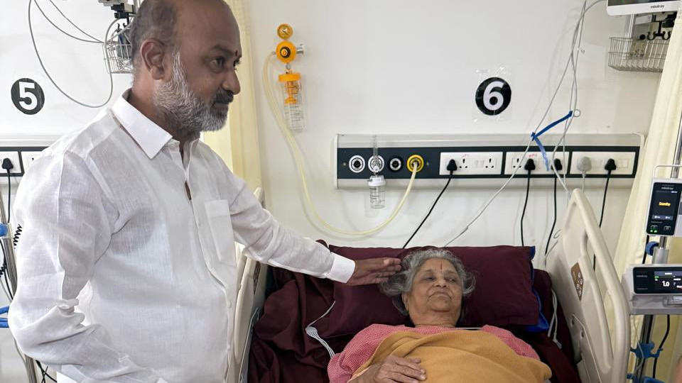Bandi Sanjays Mother Shakuntala Suffers Heart Attack