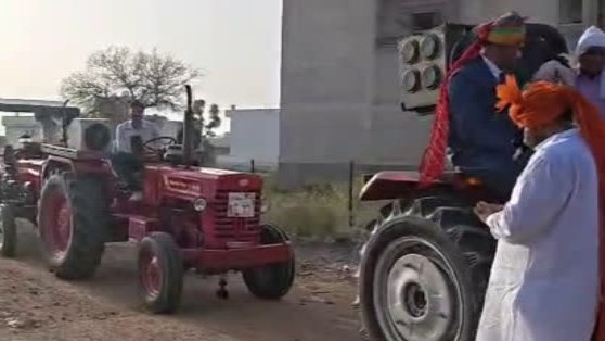 Jitendra Drives Tractor in Rajasthan Wedding Procession
