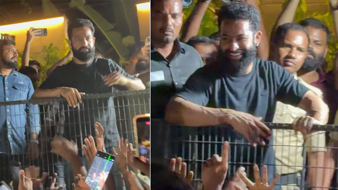 NTR Birthday Celebrations at Midnight Residence Crowd