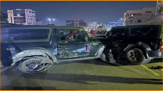Vijayawada Thar cars crash High tension road fight over girl
