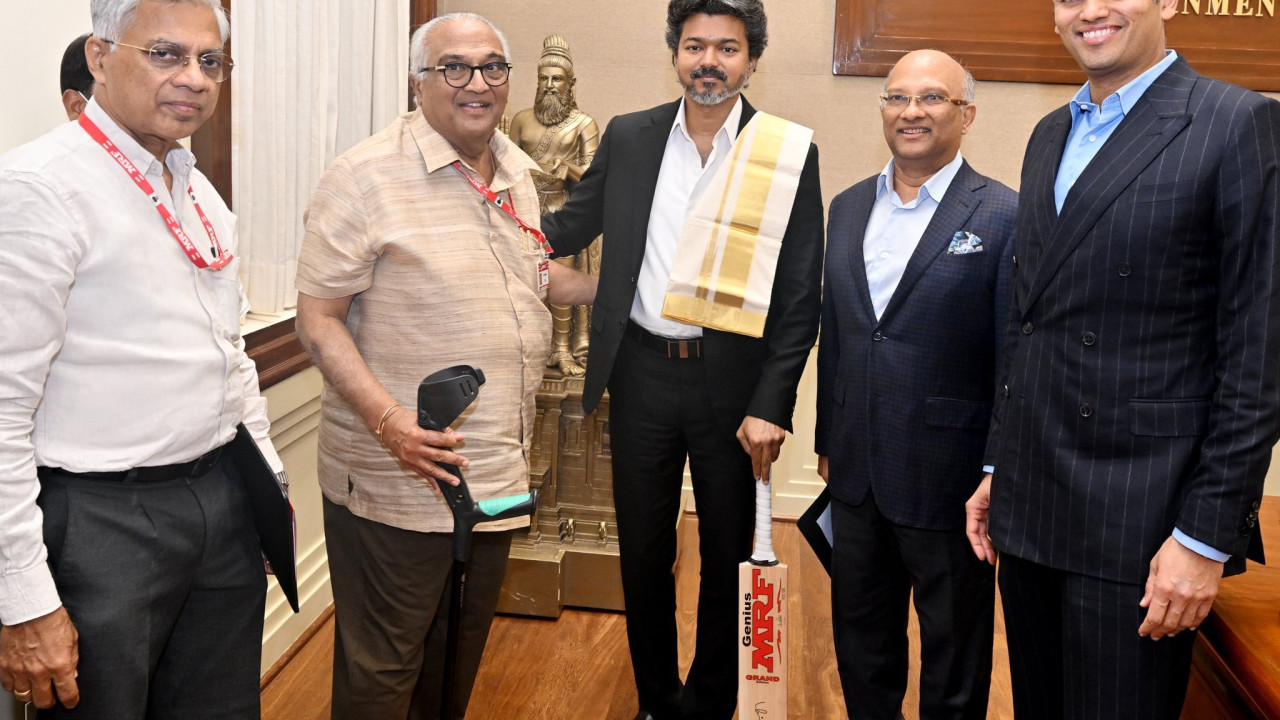Vijay Receives Virat Kohli Signed MRF Bat as Gift