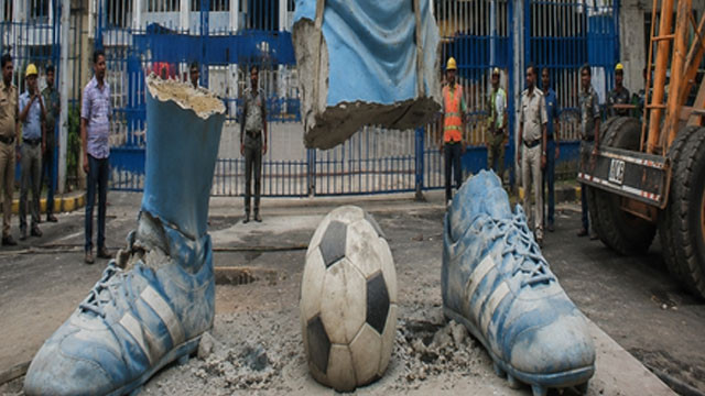 Mamata Banerjee Designed Football Statue Demolished in Kolkata