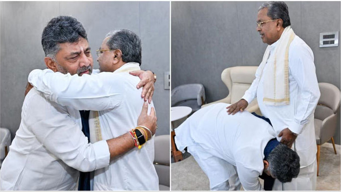DK Shivakumar Takes Blessings From Siddaramaiah Amid CM Speculation