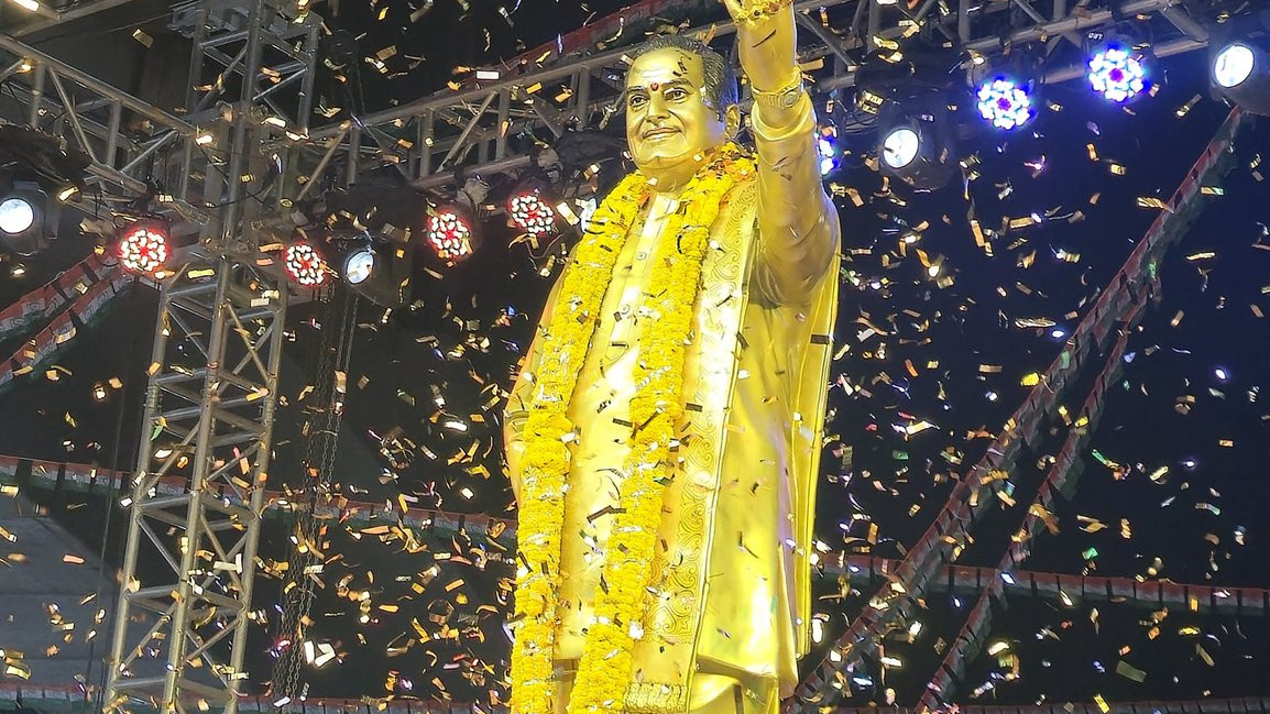Revanth Reddy Unveils NTR Statue in Ameerpet