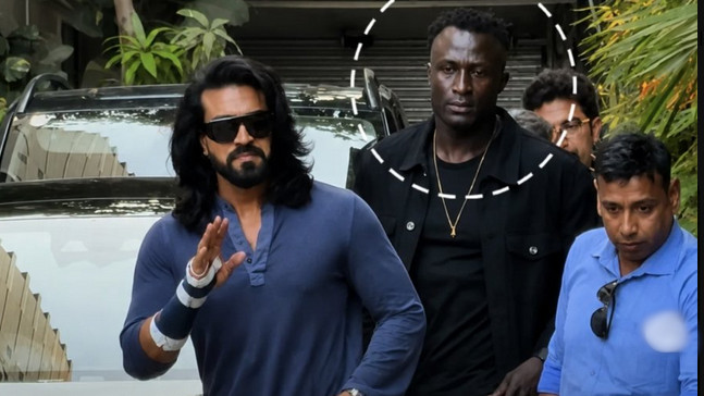 Ram Charan Who is Peddi Movie Promotions Bodyguard Kevin Kouta