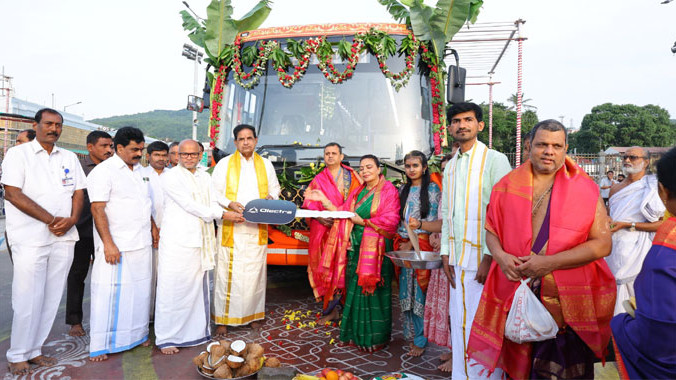 Neera Radia Donates Electric Bus to Tirumala Temple