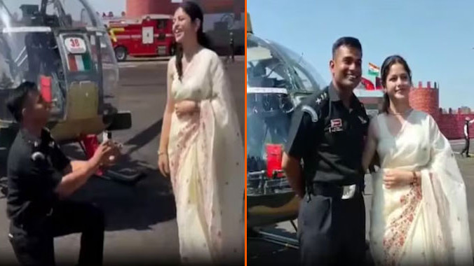 Army Pilot Proposes To Girlfriend In Front Of Helicopter After Graduation Video goes Viral