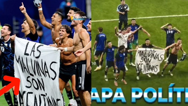 Argentina players spark Falkland banner controversy after victory over England
