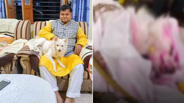 Pradeep Jain dog dies during funeral procession after 15 year bond