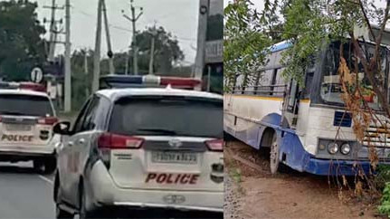 RTC bus theft in Korutla movie like chasing ensues