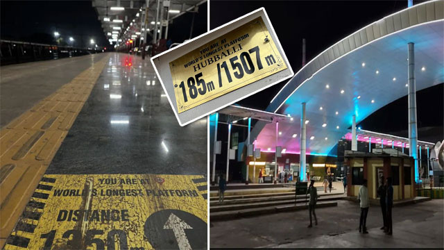 Hubballi Junction takes minutes to walk this is the worlds longest railway platform
