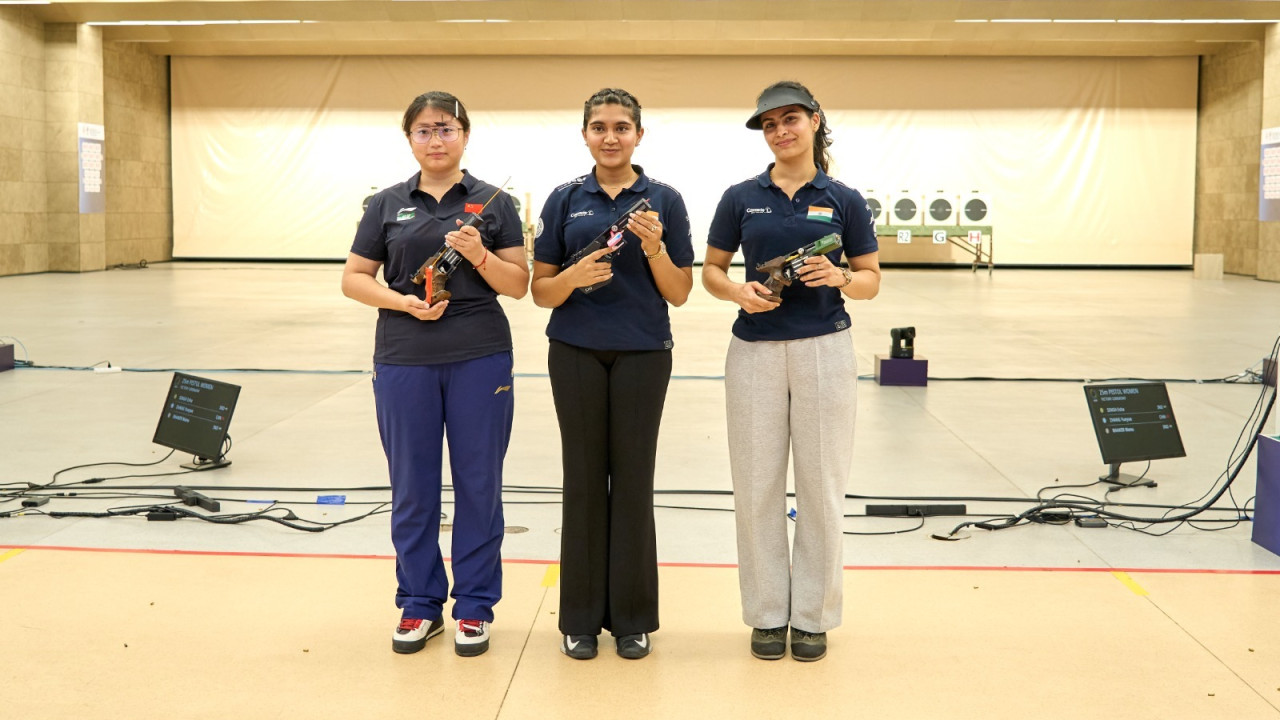 Esha wins gold, Manu bags bronze in women's 25m pistol at ISSF WC in Hangzhou