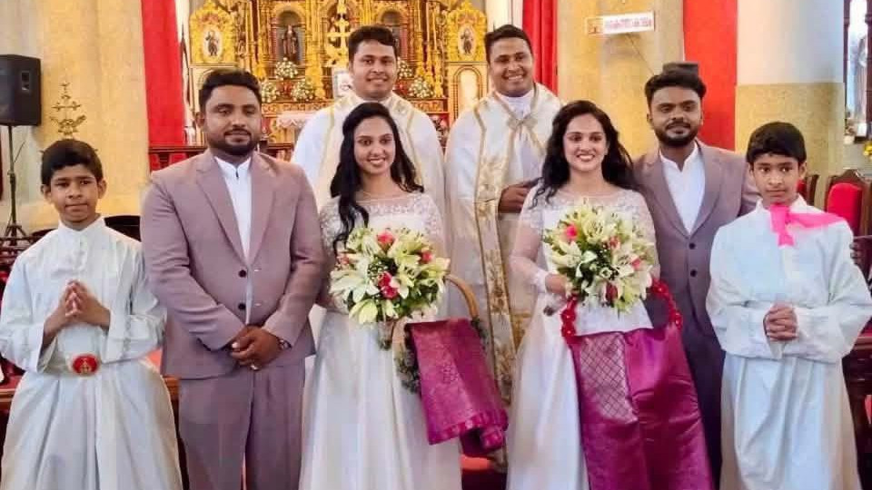 Twin brothers marry twin sisters ceremony conducted by twin priests