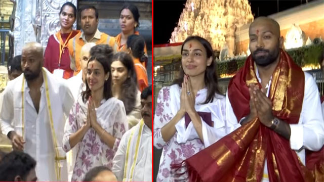 Hardik Pandya visits Tirumala with girlfriend and sports a new bald look