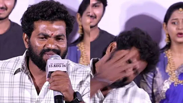 Putta Bhanu gets emotional at Hushar Pittalu press meet and slaps himself on stage