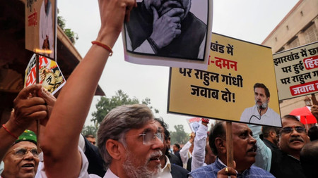Parliament Protests Opposition Demands Amit Shah Explanation
