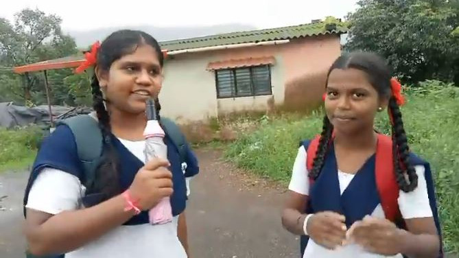 Raigad schoolgirls turn reporters to highlight bad roads in Maharashtra
