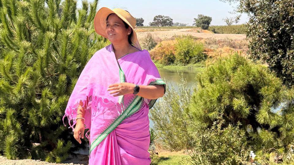 Paritala Sunitha in almond orchards in America here are the photos