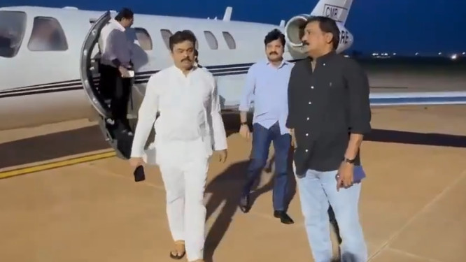Bhogapuram Airport first chartered flight lands with CM Ramesh and Ganta Srinivasa Rao