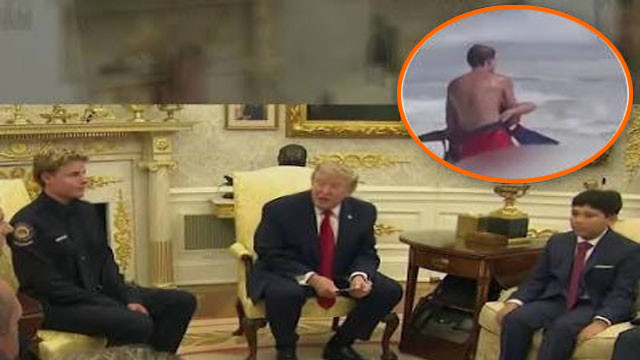 Donald Trump jokes with Indian origin boy saved by lifeguard
