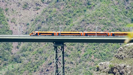 Vande Bharat runs at 100 kmph on worlds highest railway bridge for the first time