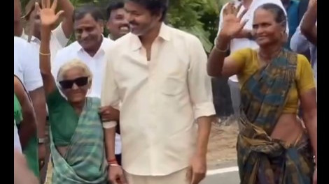 CM Vijay visits farmer house surprise gift to grandmother