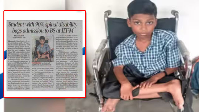 J Santhosh overcomes 90 percent disability to secure IIT Madras seat