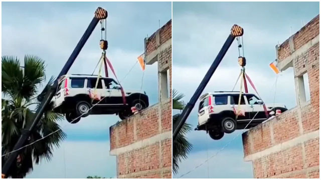 Bihar man parks Mahindra Scorpio on house roof to prevent theft