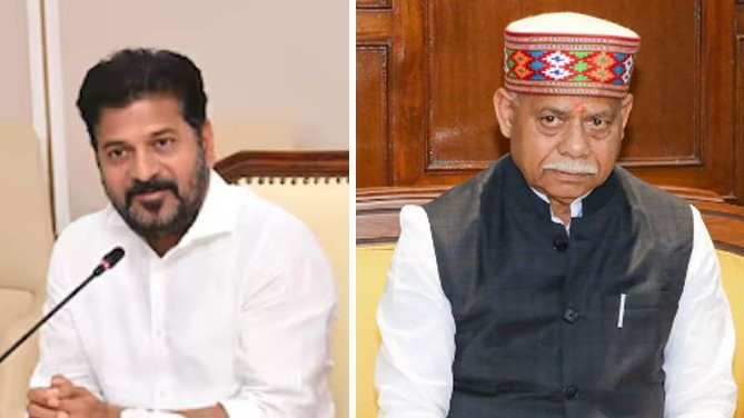 CM Revanth Reddy visits Lok Bhavan Governor approves Konda Surekha dismissal