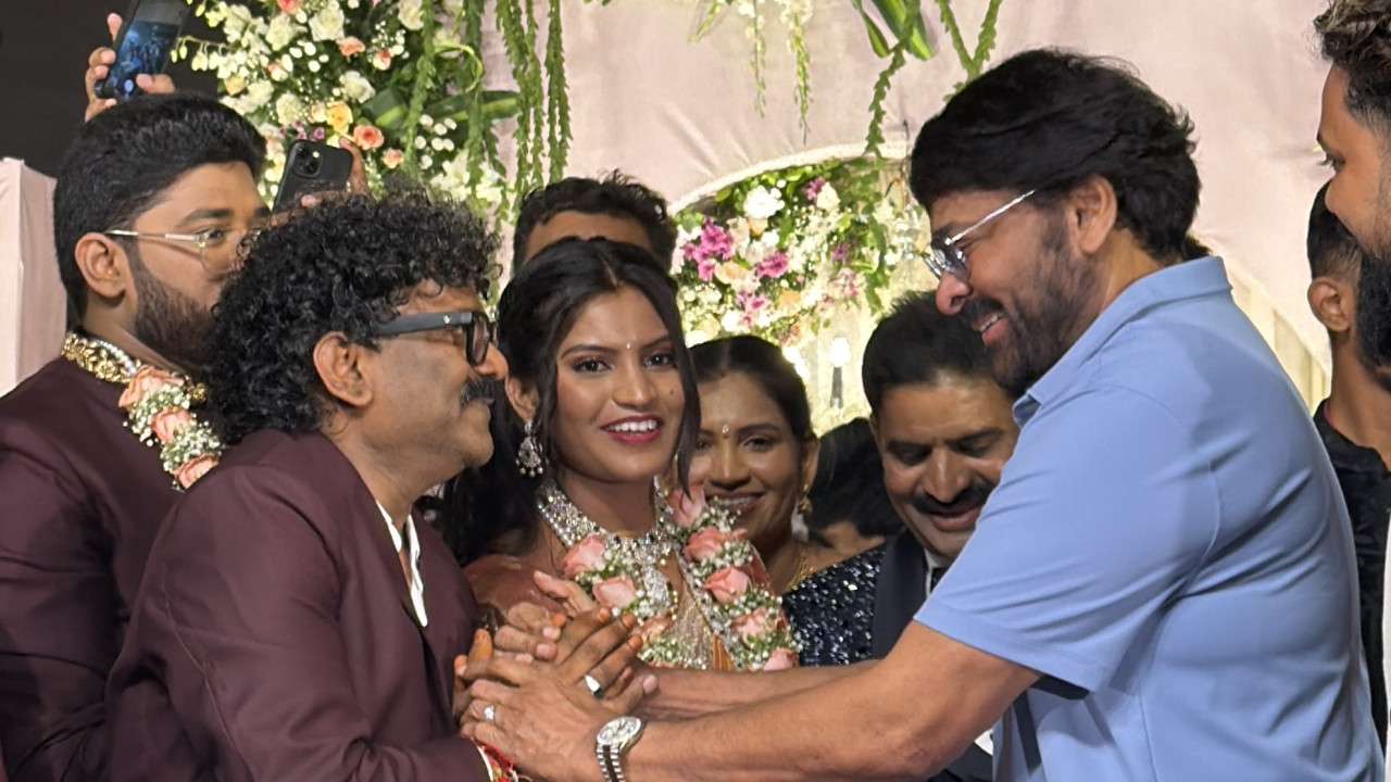 Megastar Chiranjeevi attends Chandrabose son wedding reception