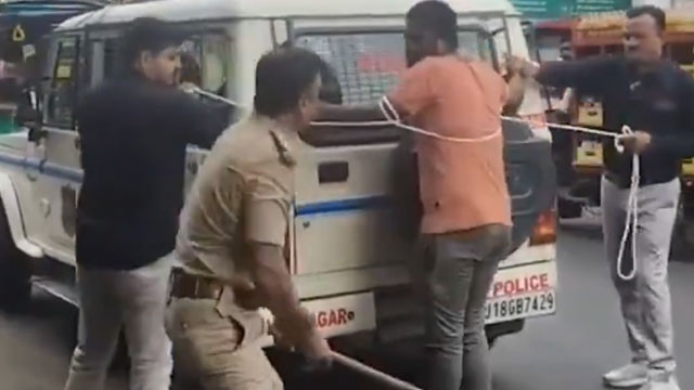 Gujarat Police thrash accused at crime scene where he killed live in partner