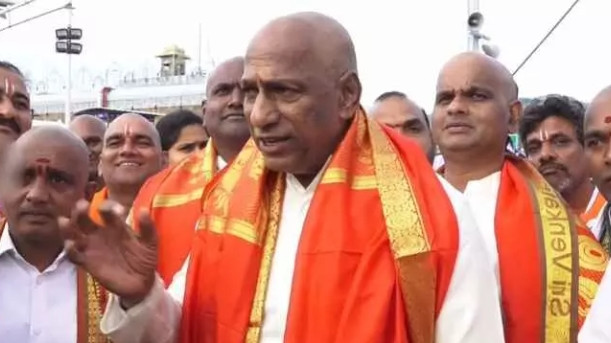 Malla Reddy visits Tirumala after getting university permission in Tirupati