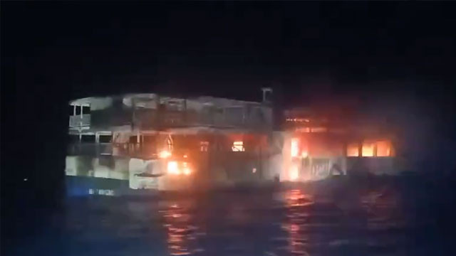 Philippines ferry fire leaves five dead and eighty seven missing