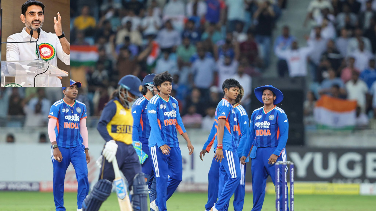 Sri Charani pride of Andhra Pradesh Nara Lokesh congratulates Team India