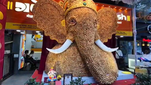 Pani Puri Ganesha Huge innovative Ganesha idol video goes viral