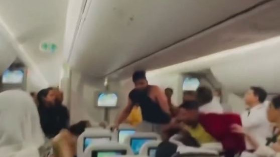 Biman Bangladesh Airlines passengers fight mid air viral video
