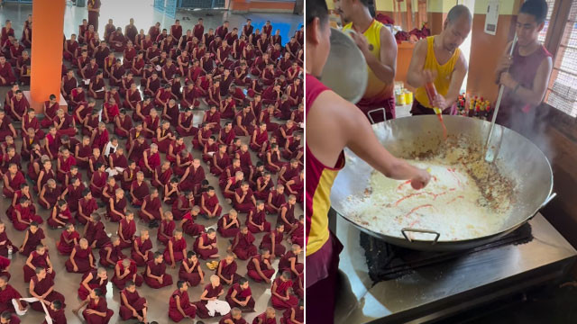 Buddhist Monks cooking video at 1 AM with teamwork goes viral