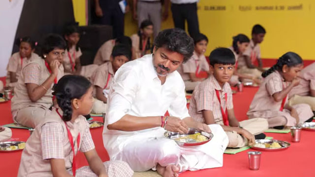 CM Vijay renames breakfast scheme after Kamarajar and dines with students